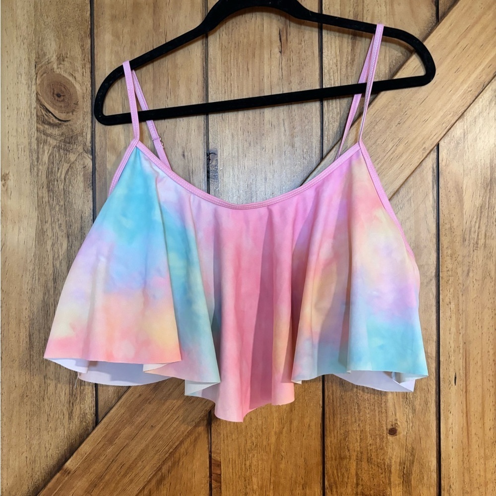 Swimsuit Two Piece 3x Tie Dye Black Adjustable Spaghetti Straps - Picture 2 of 5